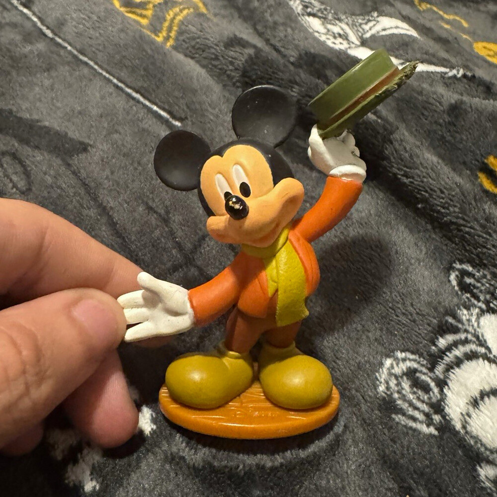 Disney Mickey Mouse 3" Figurine Orange Outfit Tipping Hat 1256LH01